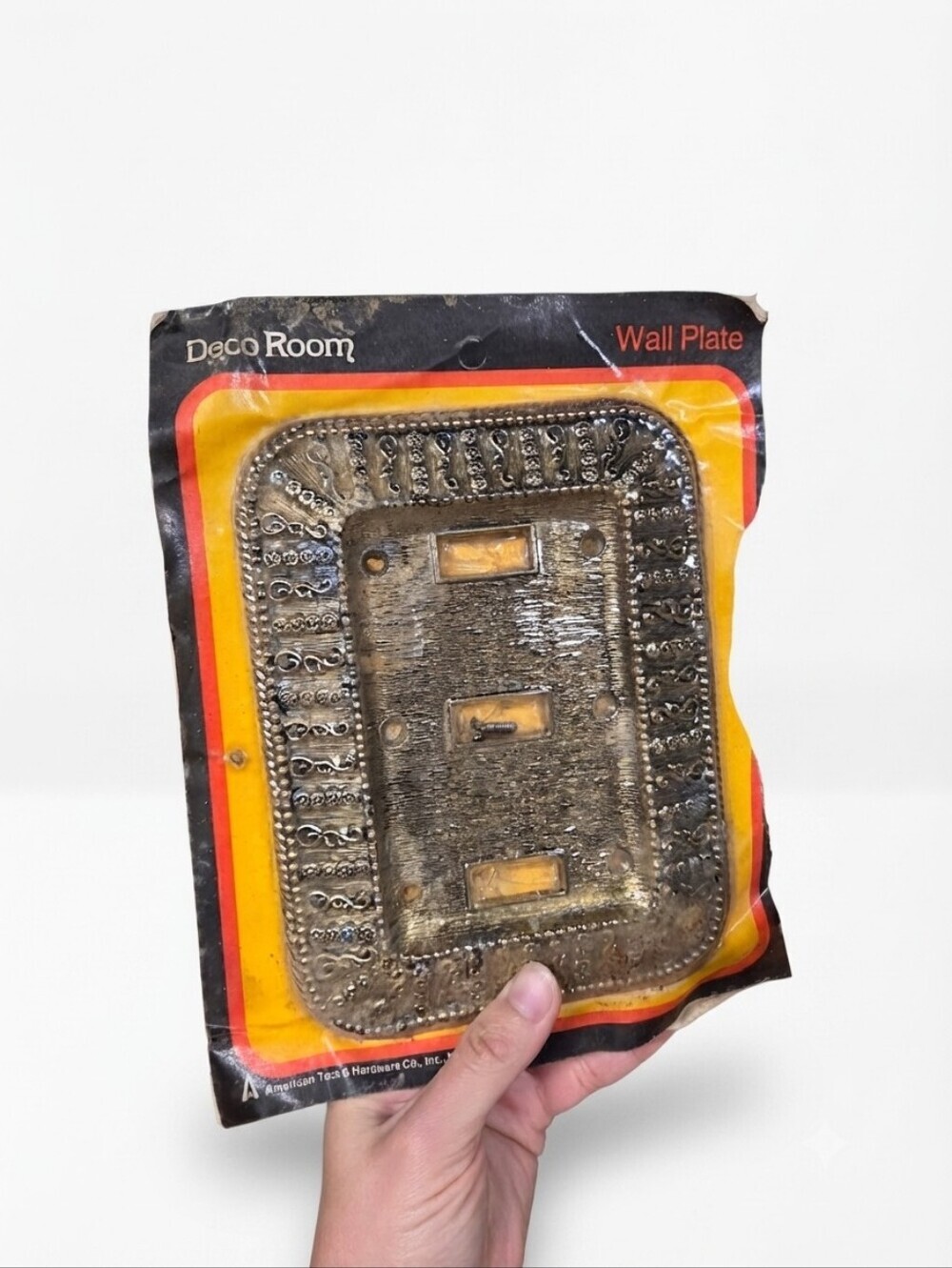 Vintage Deco Room Triple Switch Wall Plate Ornate Gold Tone Plastic Sealed New O
